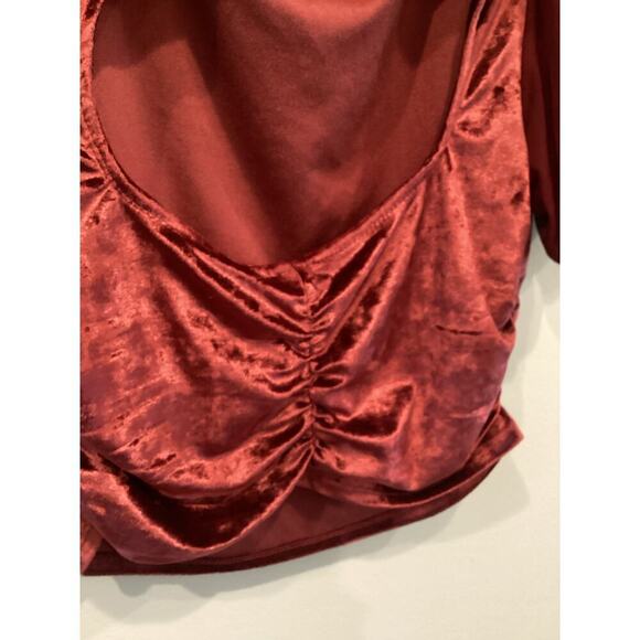 Free People Womens Velvet Crop Top Size M Midnight Mood Red Burgundy Whimsigoth - Picture 11 of 13